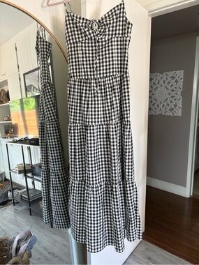 Princess Polly Black and White Gingham Tiered Maxi Dress
